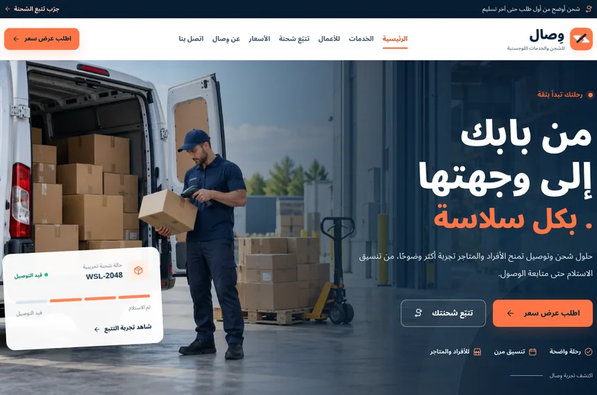 لقطة بصرية من نموذج وِصال للخدمات اللوجستية