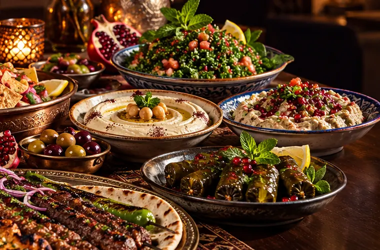 مائدة طعام عربية للمشاركة